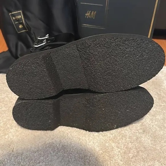 BALMAIN x H&M Black Patent Leather Combat Boots - Size 11.5 - NWT - Picture 3 of 5